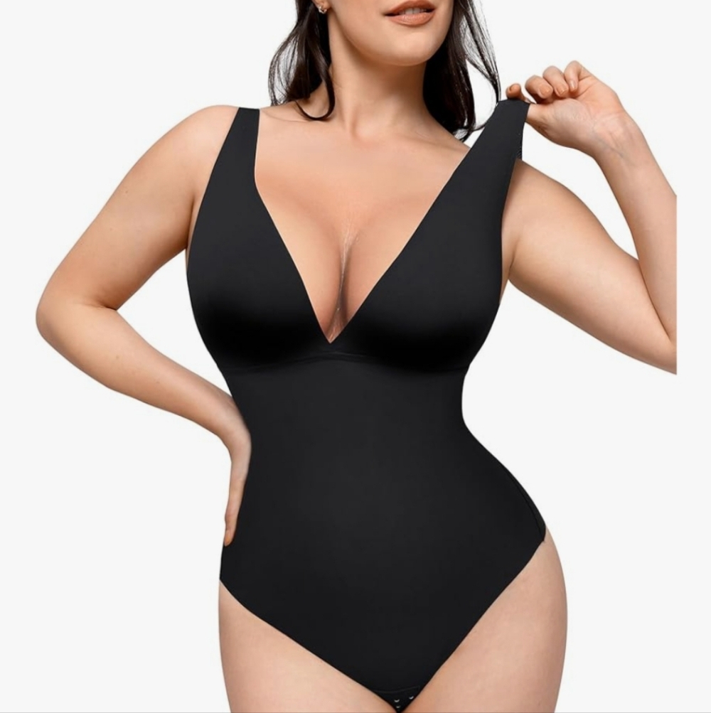 Deep V-Neck Tummy Control Shapewear Bodysuit XXL